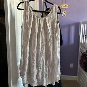 Grey beige cottage core babydoll dress